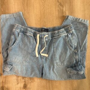 GAP Elastic Waiste Denim Cargo Straight Jeans